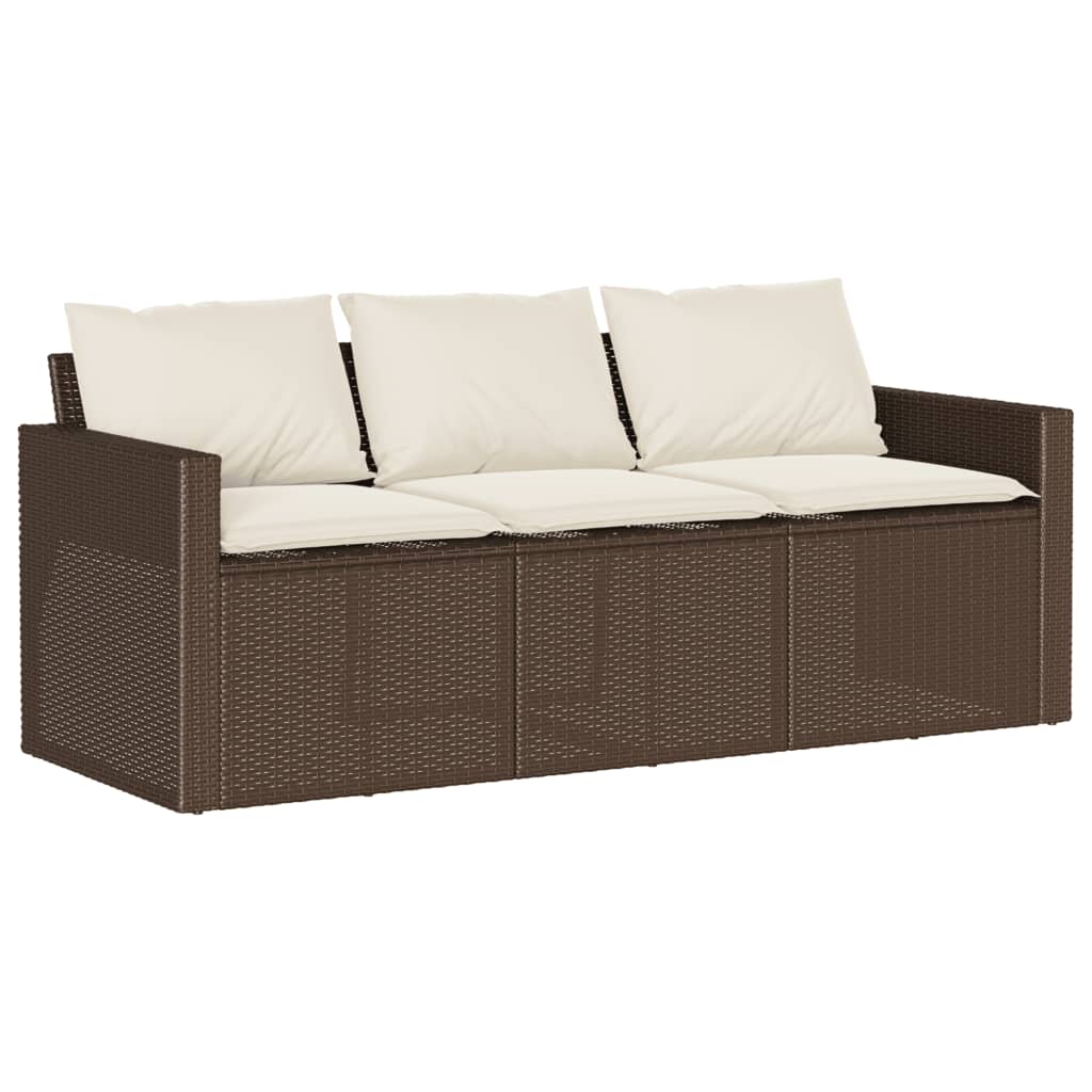 2-delige Tuinset met kussens poly rattan bruin