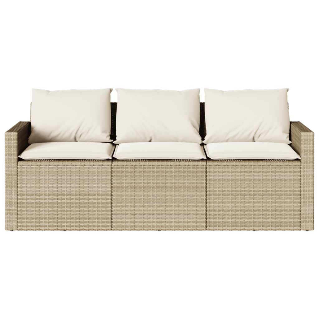 2-delige Tuinset met kussens poly rattan beige