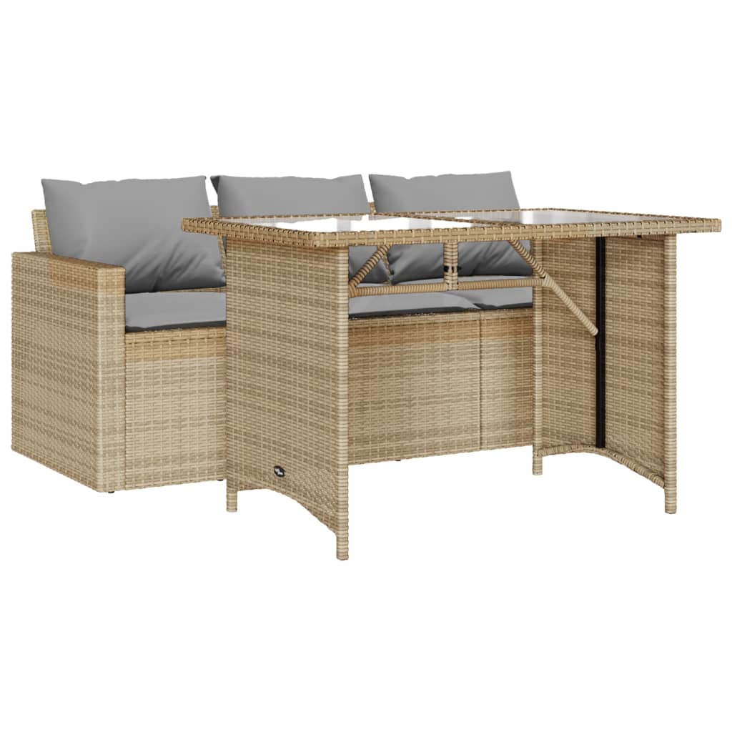 2-delige Tuinset met kussens poly rattan beige