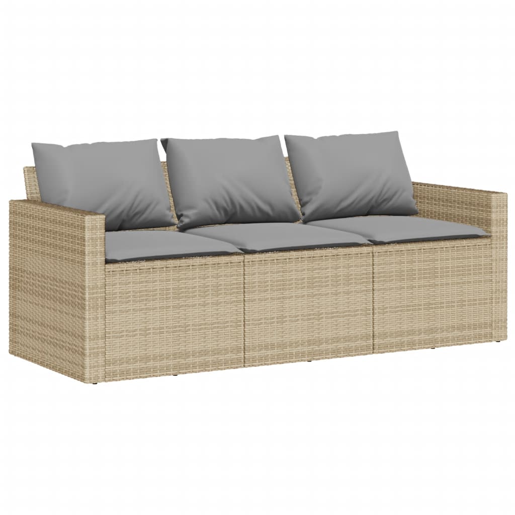 2-delige Tuinset met kussens poly rattan beige