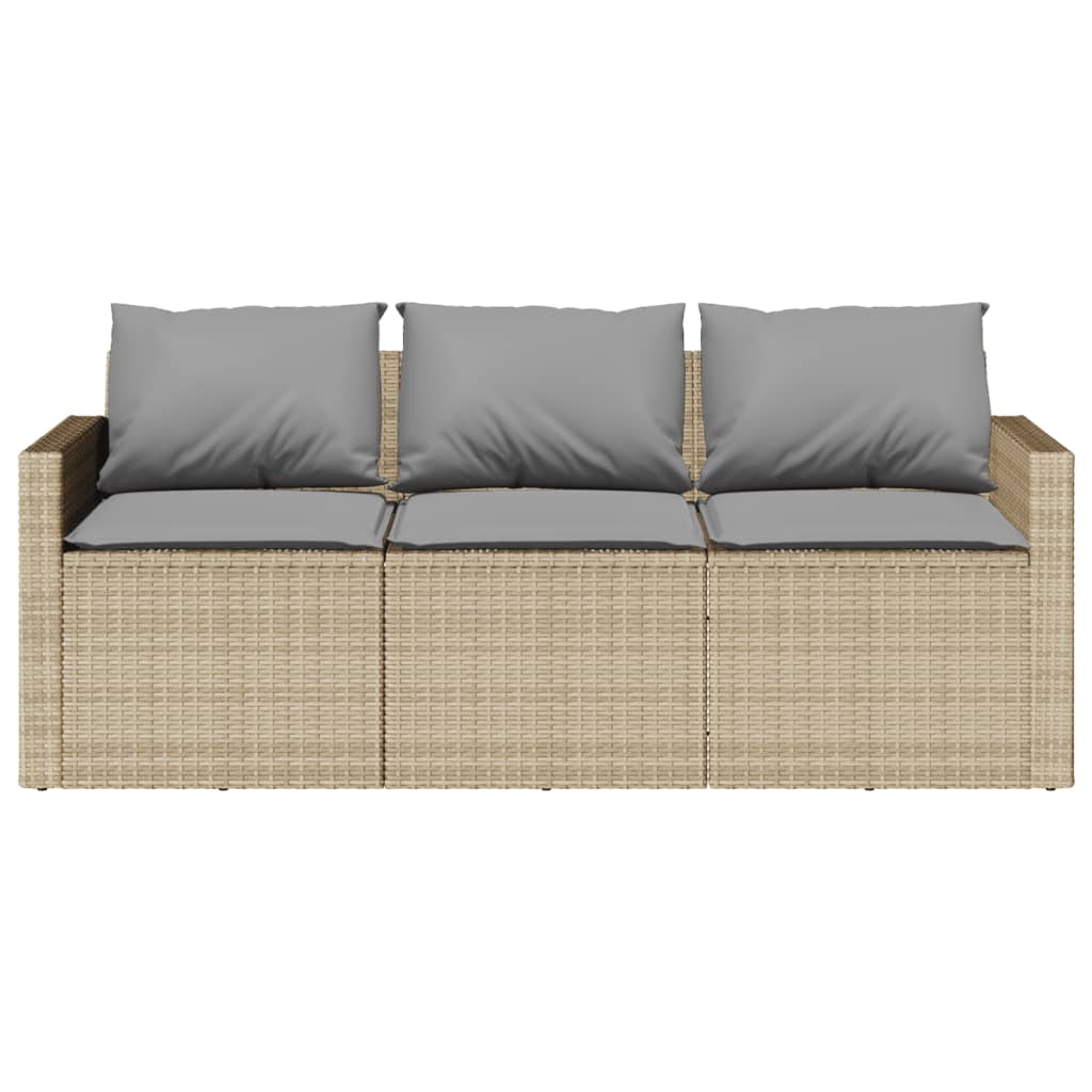 2-delige Tuinset met kussens poly rattan beige