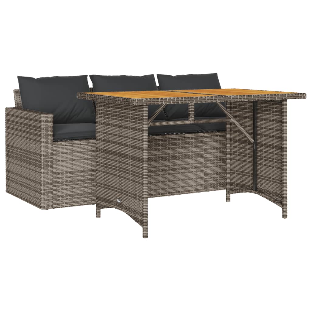 2-delige Tuinset met kussens poly rattan grijs