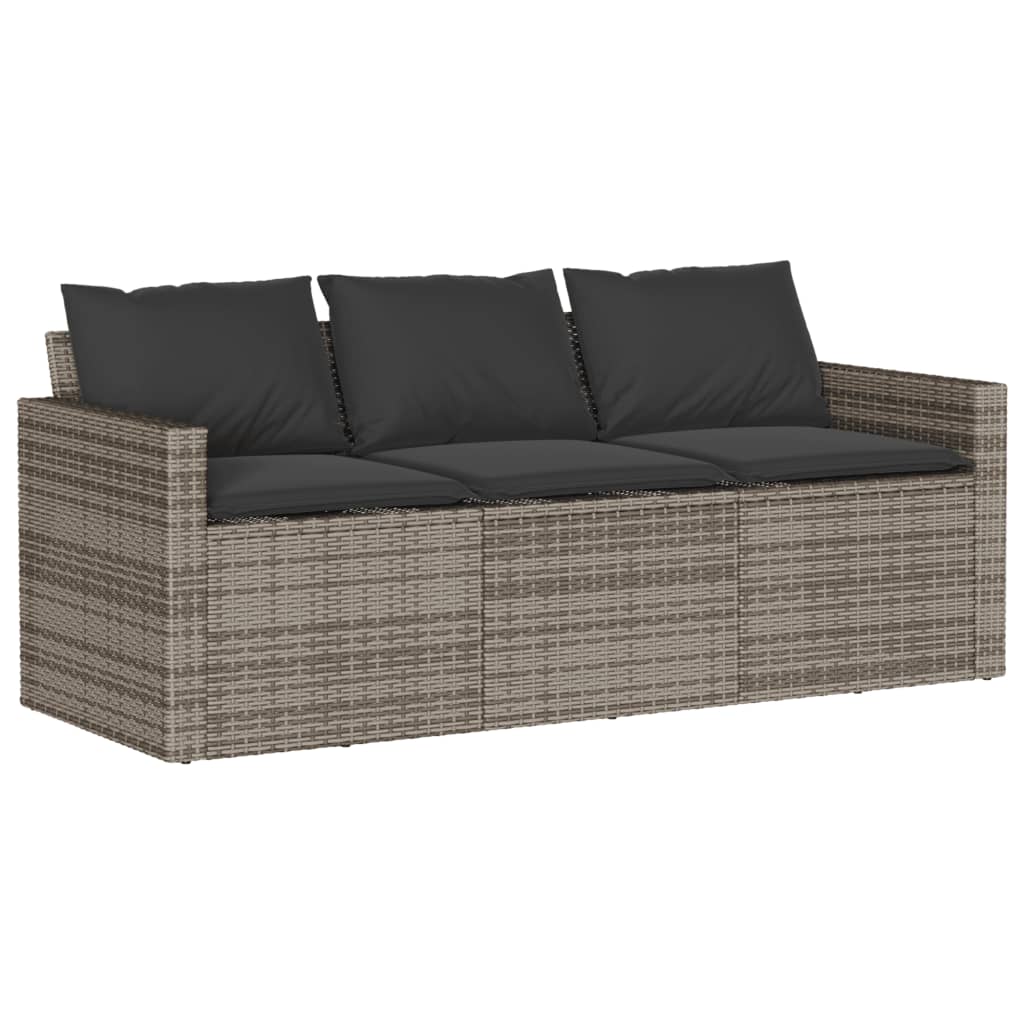 2-delige Tuinset met kussens poly rattan grijs