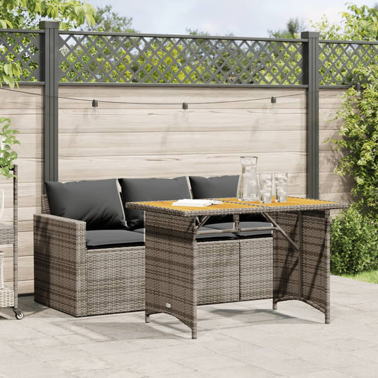 2-delige Tuinset met kussens poly rattan grijs