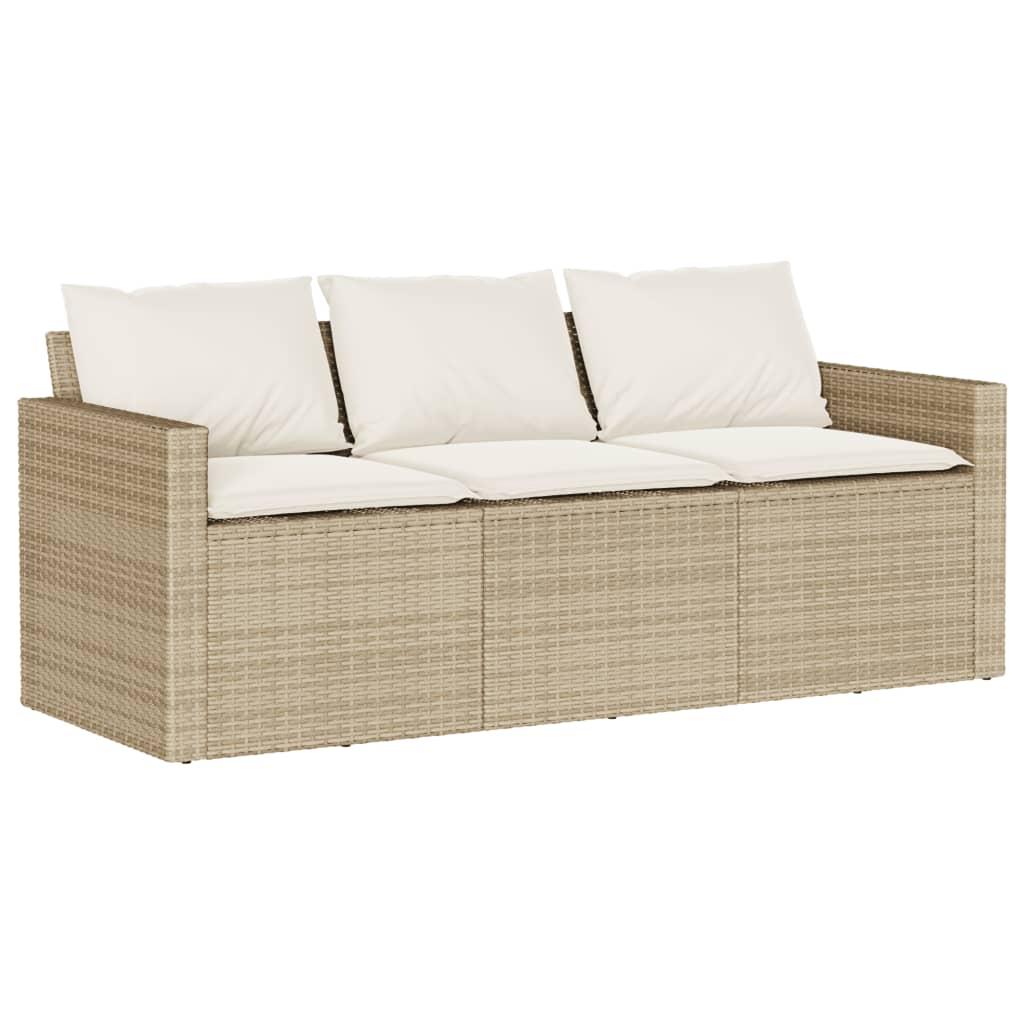 2-delige Tuinset met kussens poly rattan beige