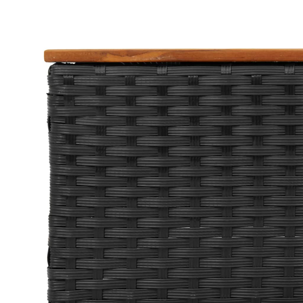 3-delige Loungeset met kussens poly rattan zwart