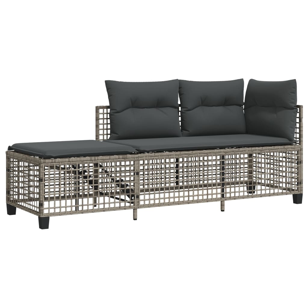 3-delige Loungeset met kussens poly rattan grijs