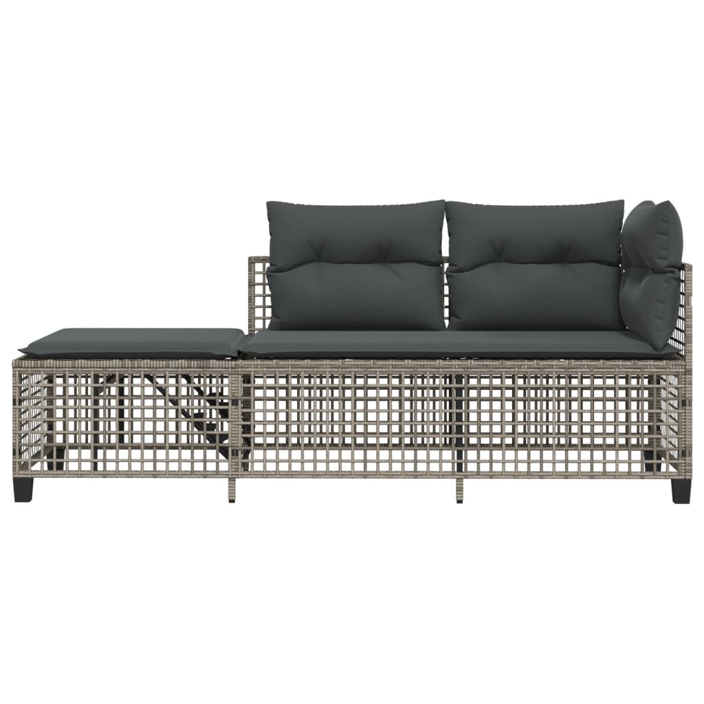 3-delige Loungeset met kussens poly rattan grijs