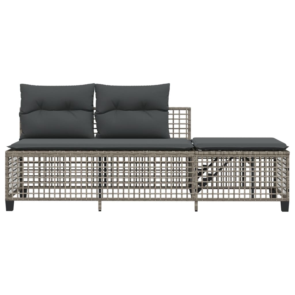 3-delige Loungeset met kussens poly rattan grijs