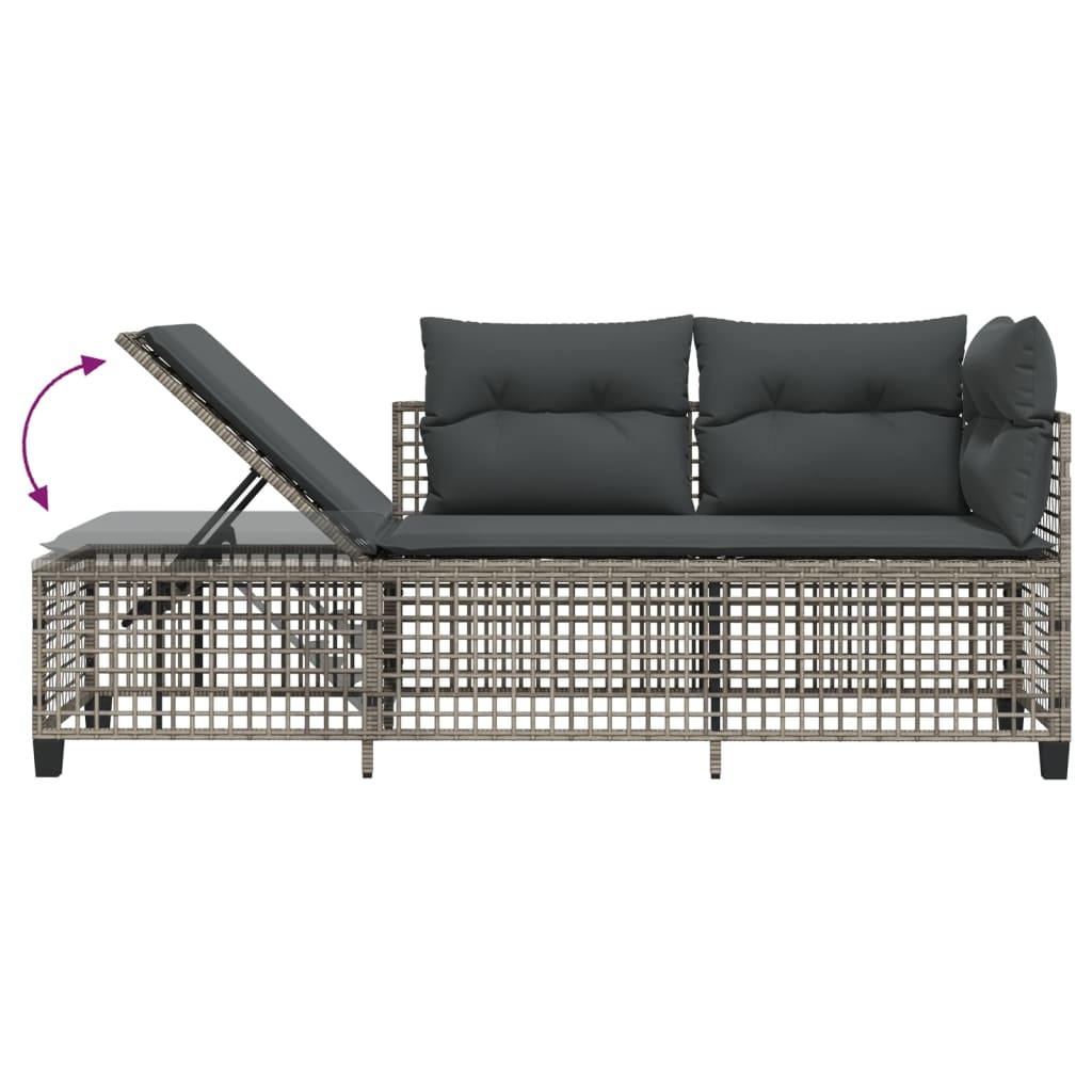 3-delige Loungeset met kussens poly rattan grijs