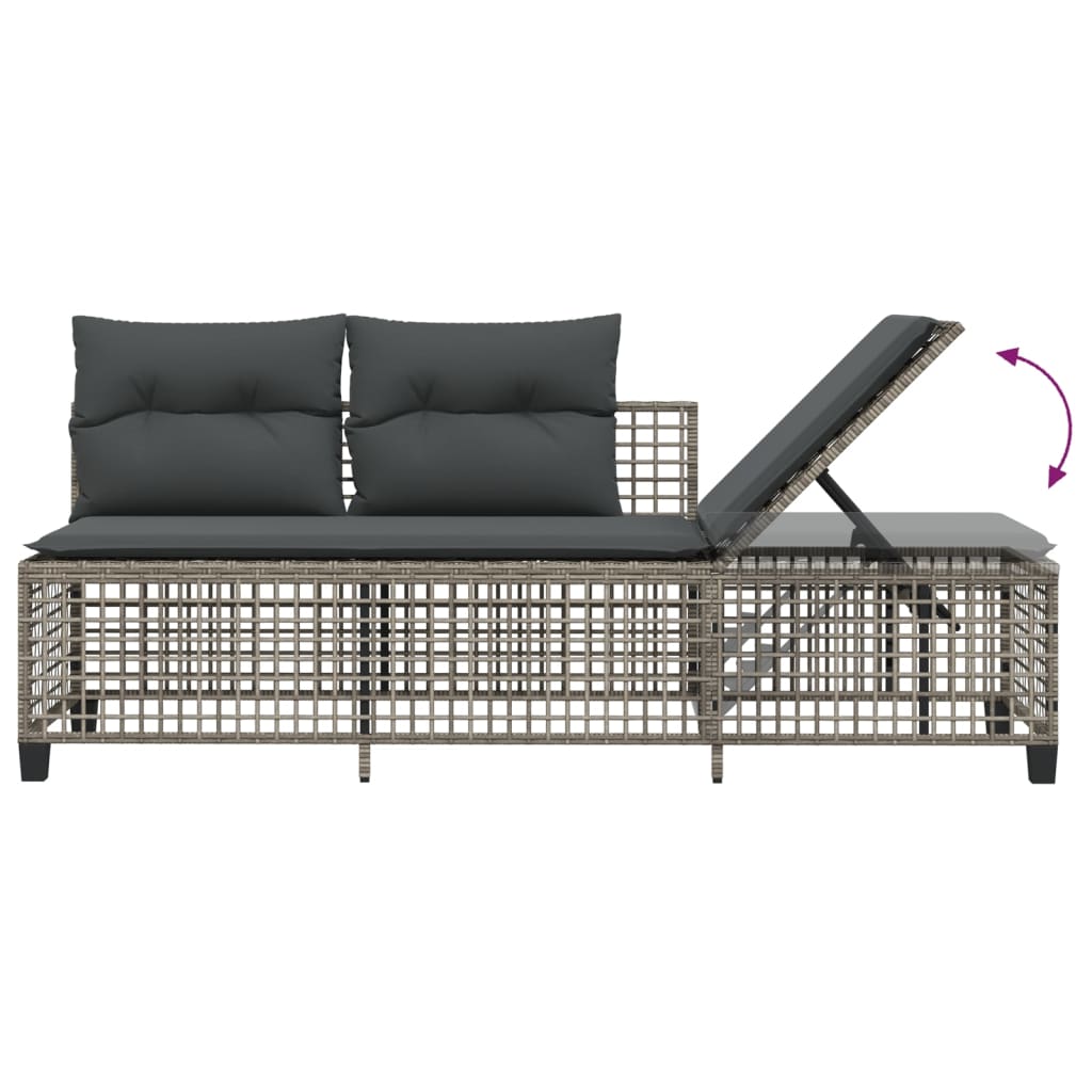 3-delige Loungeset met kussens poly rattan grijs