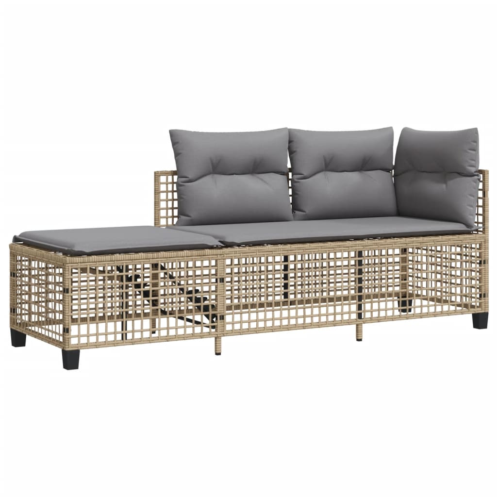 3-delige Loungeset met kussens poly rattan gemengd beige