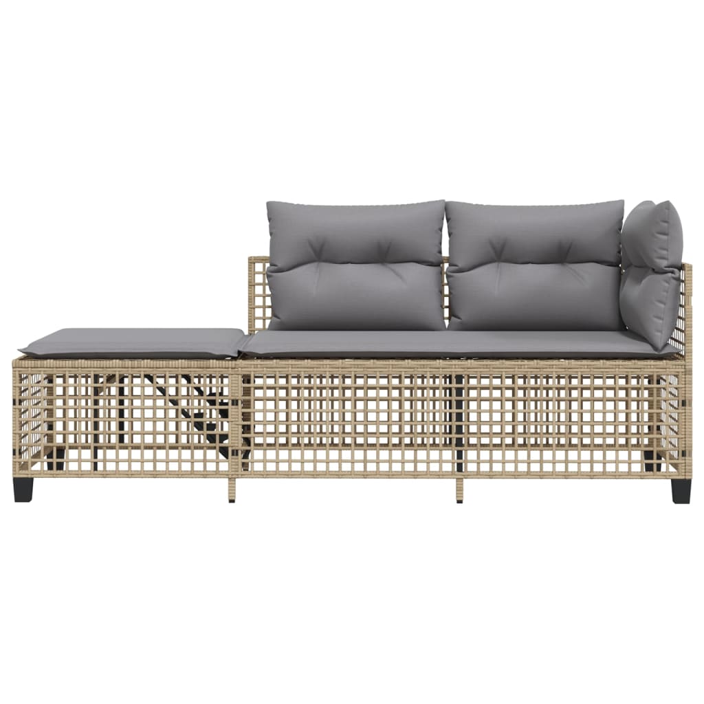 3-delige Loungeset met kussens poly rattan gemengd beige