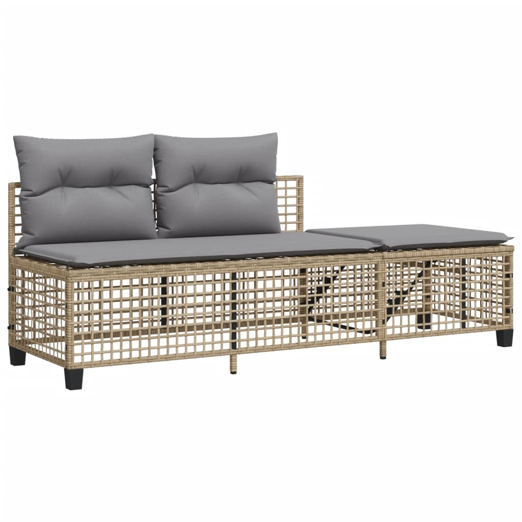 3-delige Loungeset met kussens poly rattan gemengd beige