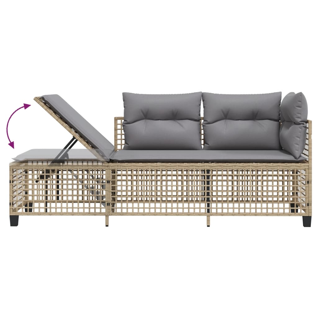 3-delige Loungeset met kussens poly rattan gemengd beige