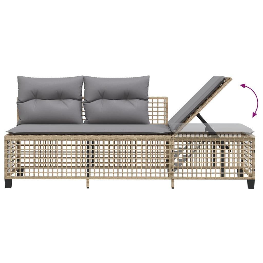 3-delige Loungeset met kussens poly rattan gemengd beige