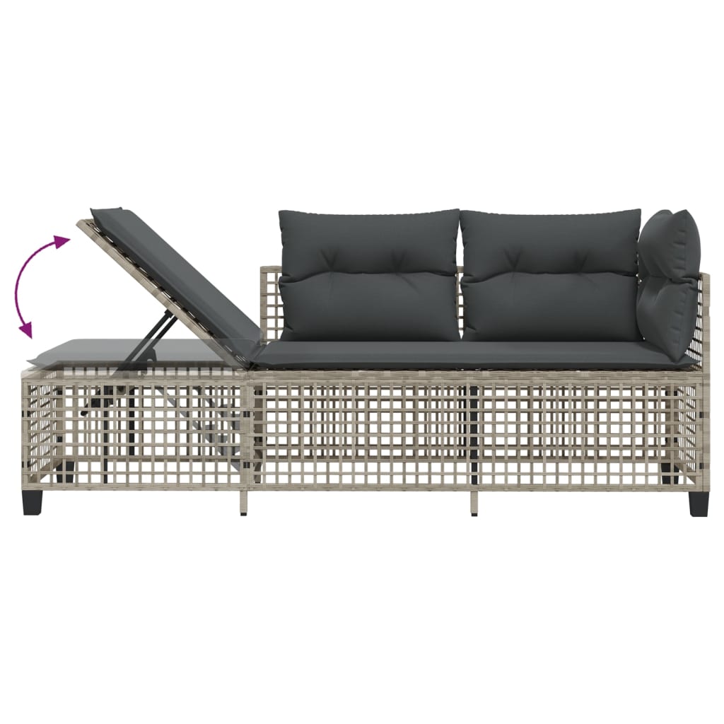 3-delige Loungeset met kussens poly rattan lichtgrijs