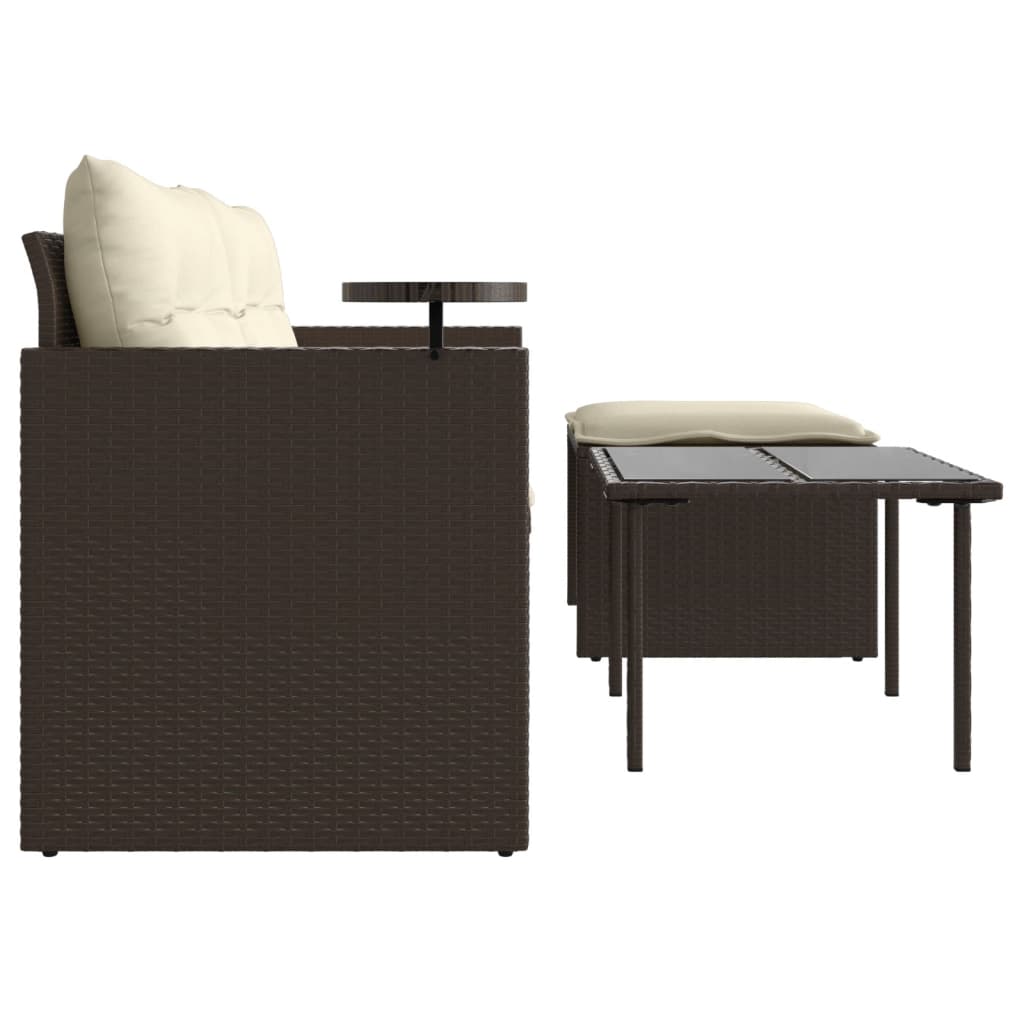 3-delige Loungeset met kussens poly rattan bruin