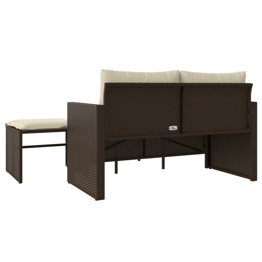 3-delige Loungeset met kussens poly rattan bruin