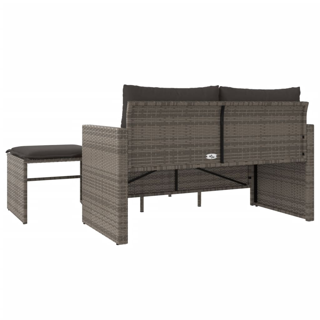 3-delige Loungeset met kussens poly rattan grijs