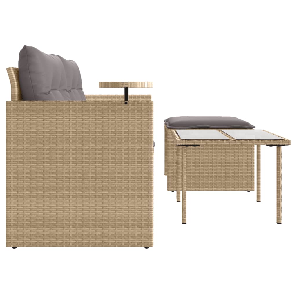 3-delige Loungeset met kussens poly rattan beige