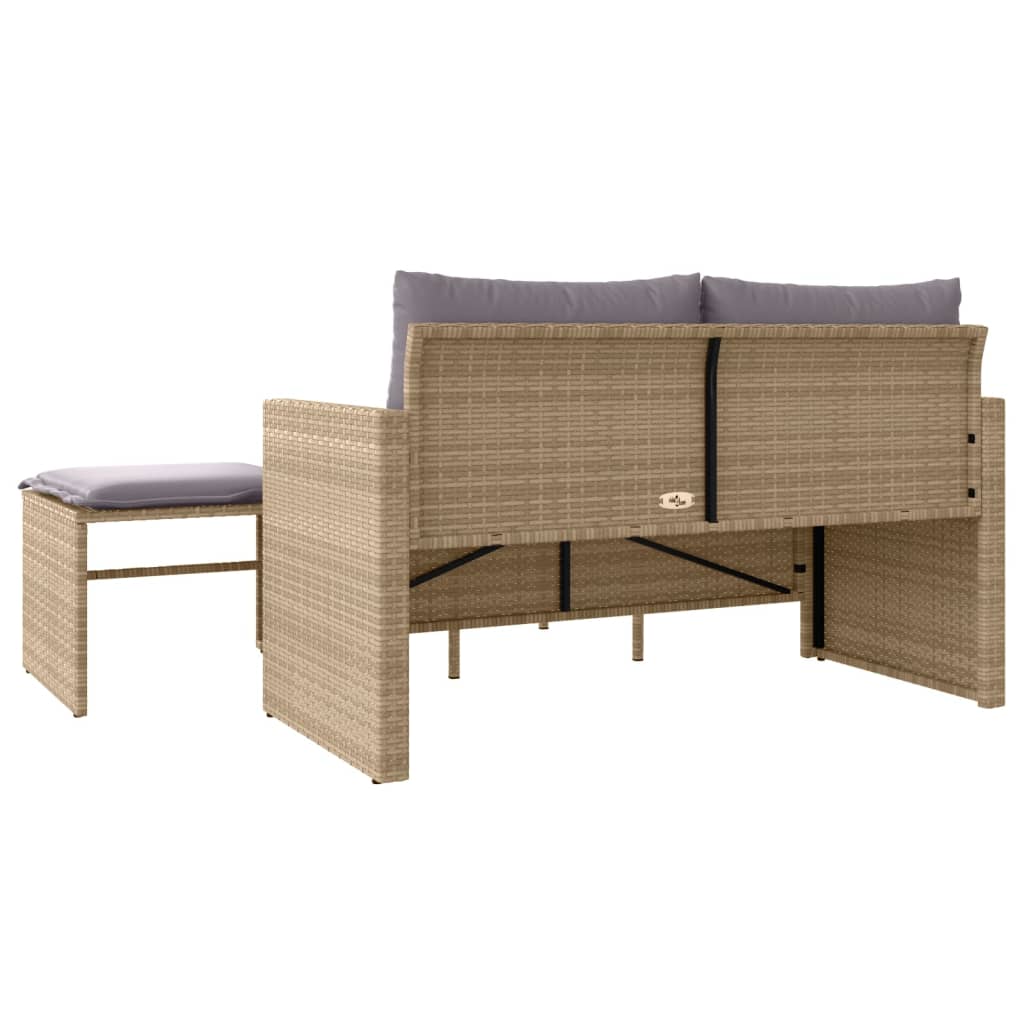 3-delige Loungeset met kussens poly rattan beige