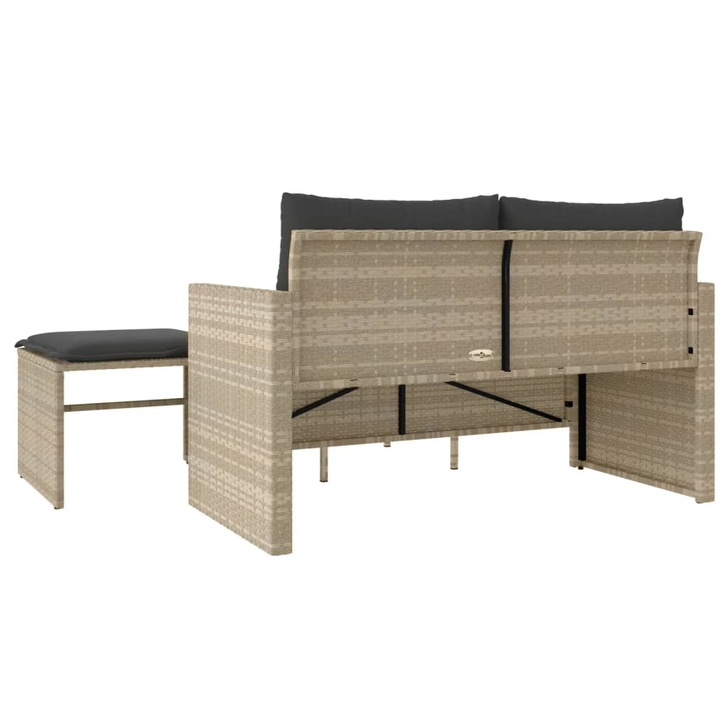 3-delige Loungeset met kussens poly rattan lichtgrijs