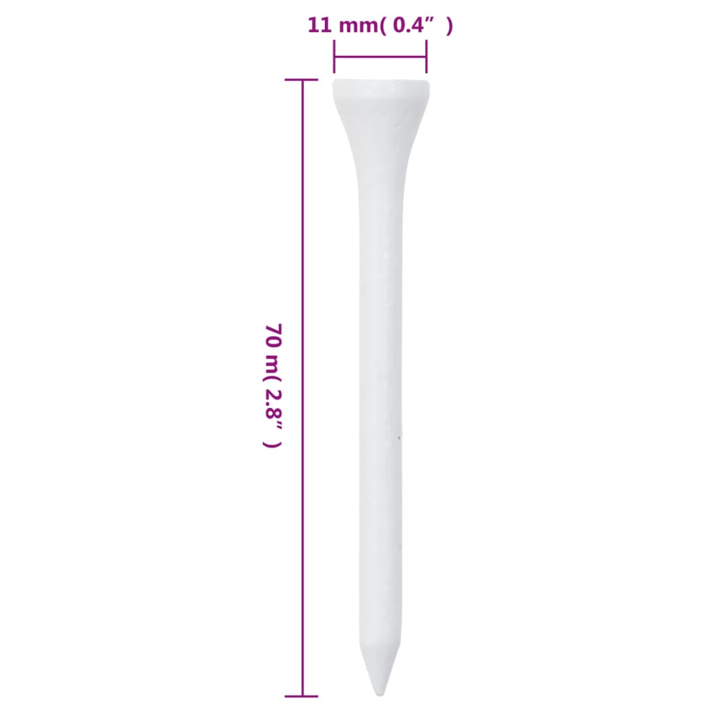 1000 st Golftees 70 mm bamboe wit