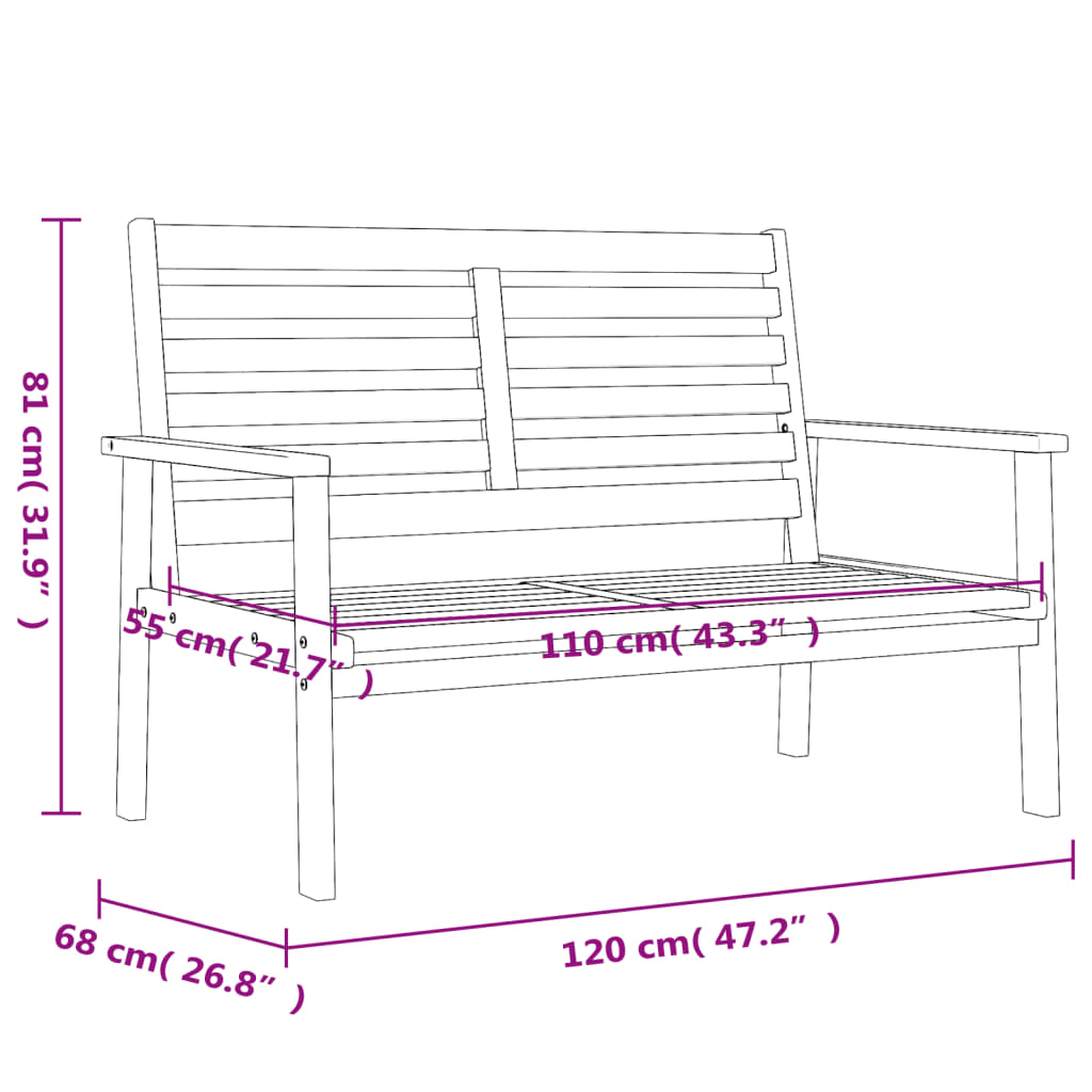 3-delige Loungeset massief acaciahout