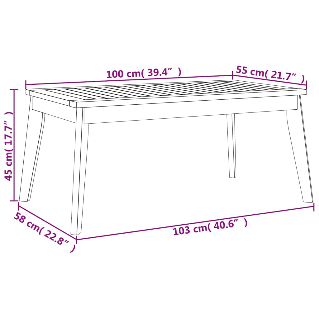 3-delige Loungeset massief acaciahout