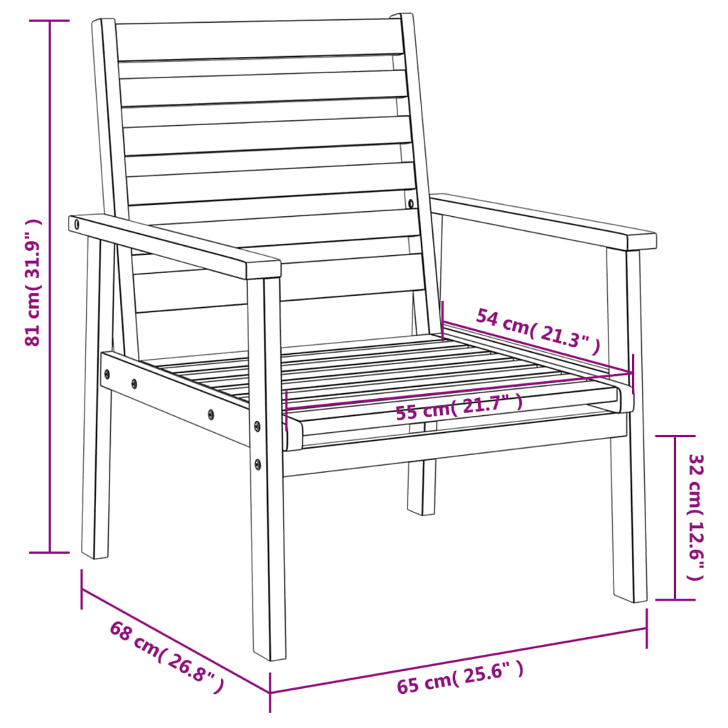 3-delige Loungeset massief acaciahout