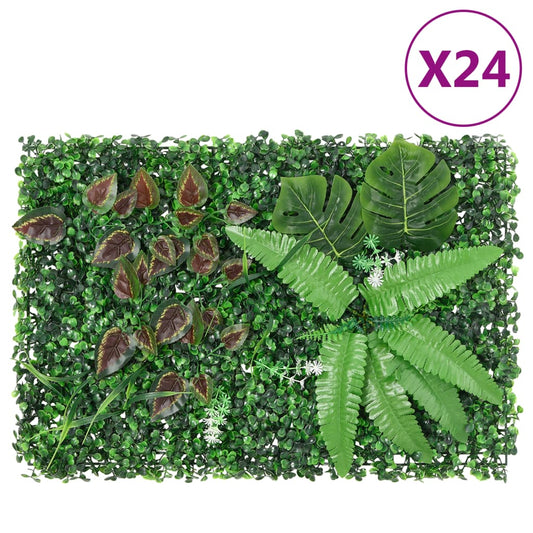  vidaXL Hek met kunstplanten 24 st 40x60 cm groen