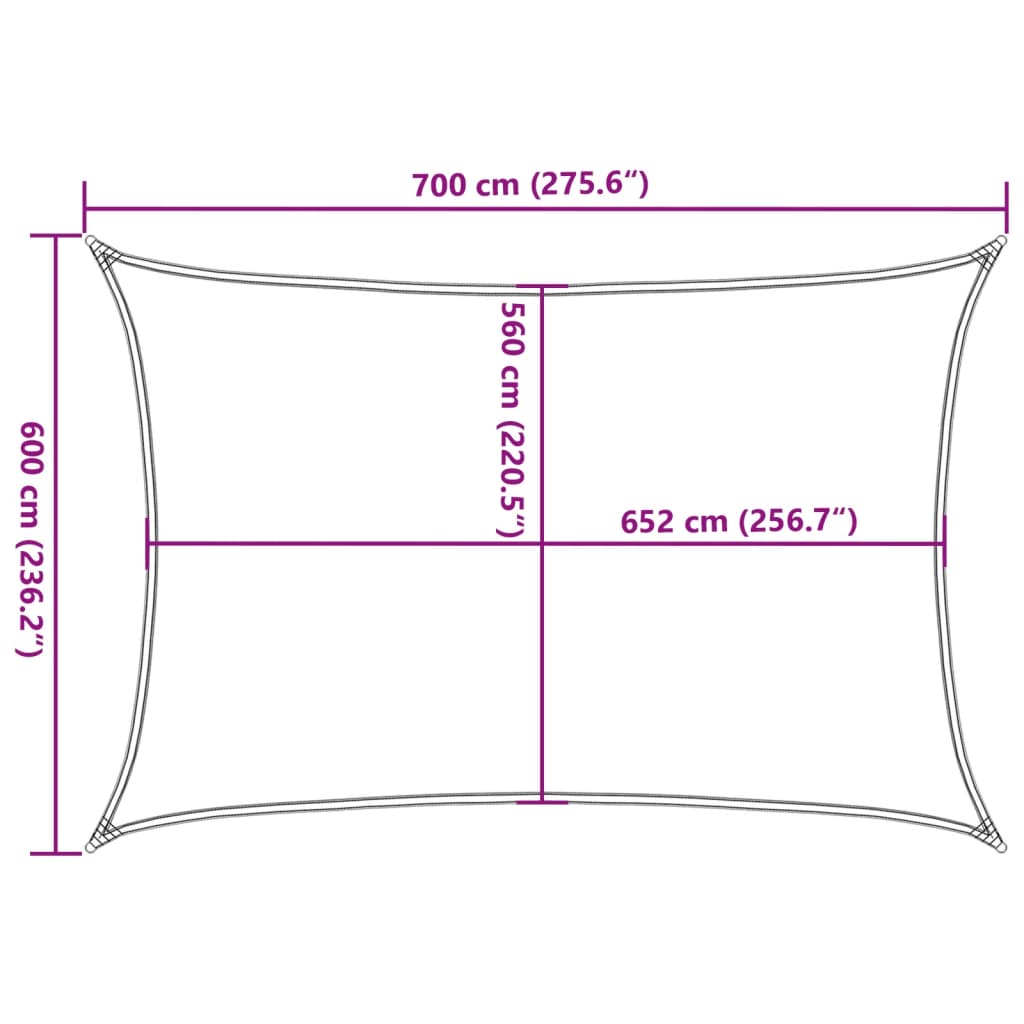 Zonnezeil 7x6 m 100% polyester oxford lichtgrijs