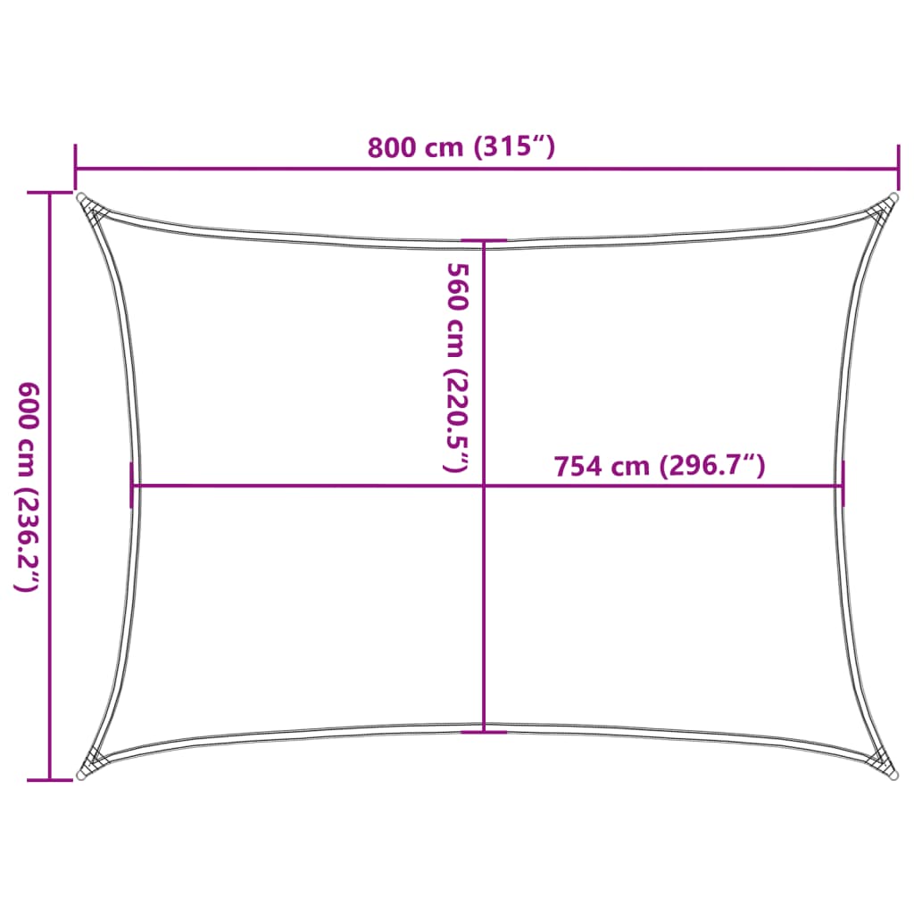 Zonnezeil 8x6 m 100% polyester oxford lichtgrijs