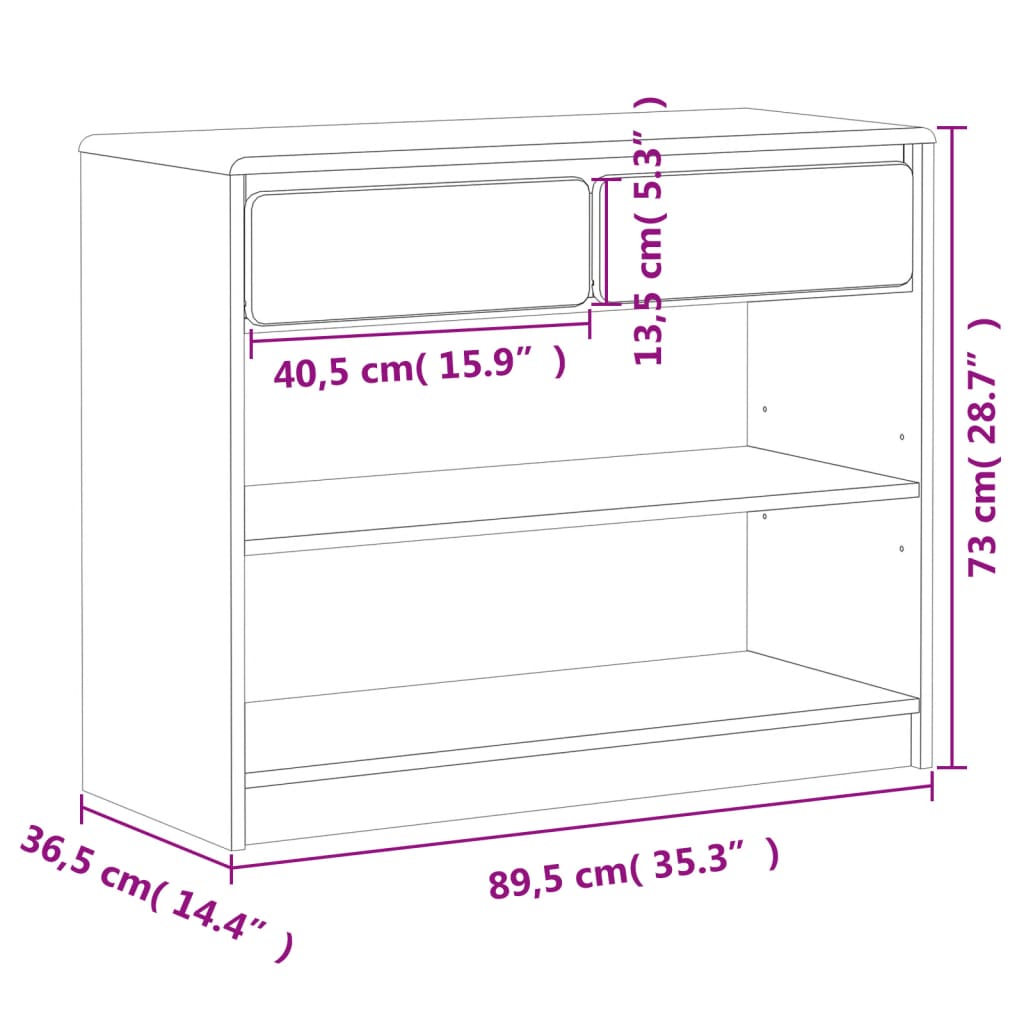 Wandtafel SAUDA 89,5x36,5x73 cm massief grenenhout eikenkleurig