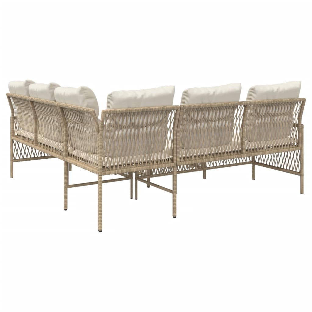 2-delige Loungeset met kussens poly rattan beige