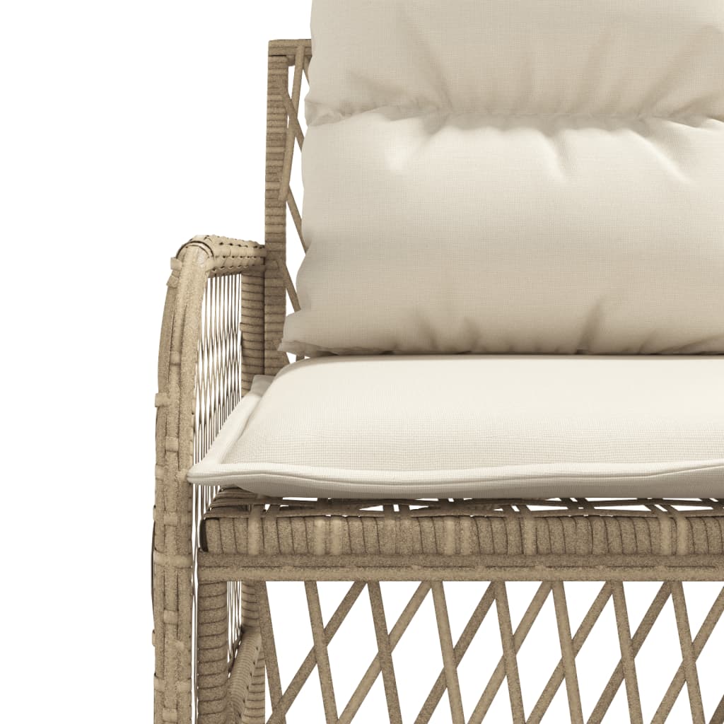 2-delige Loungeset met kussens poly rattan beige