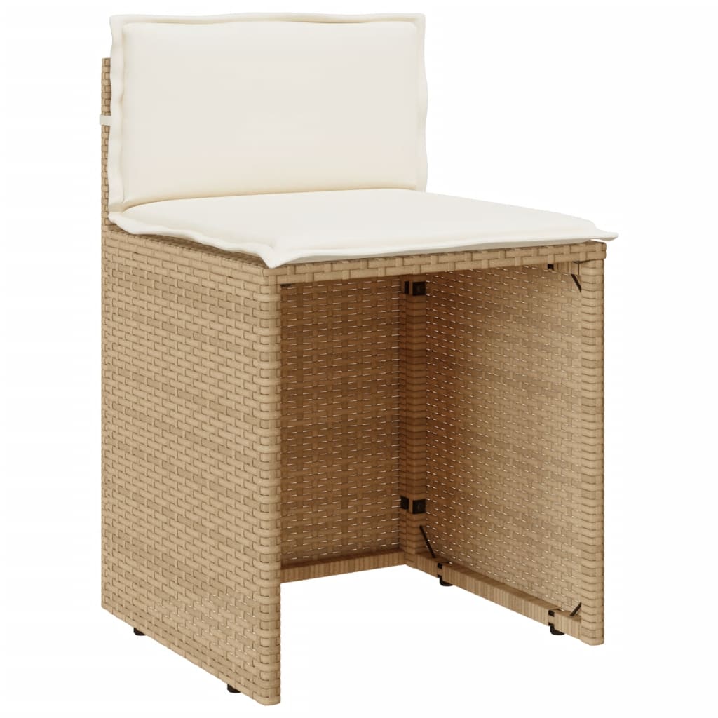 3-delige Bistroset met kussens poly rattan beige