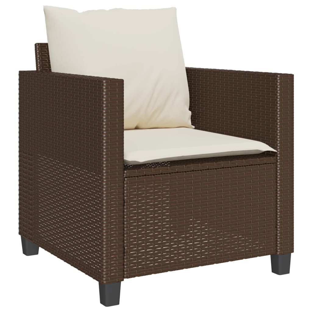 3-delige Bistroset met kussens poly rattan bruin