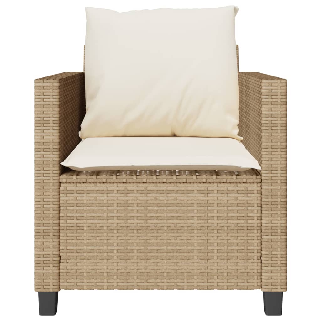 3-delige Bistroset met kussens poly rattan beige