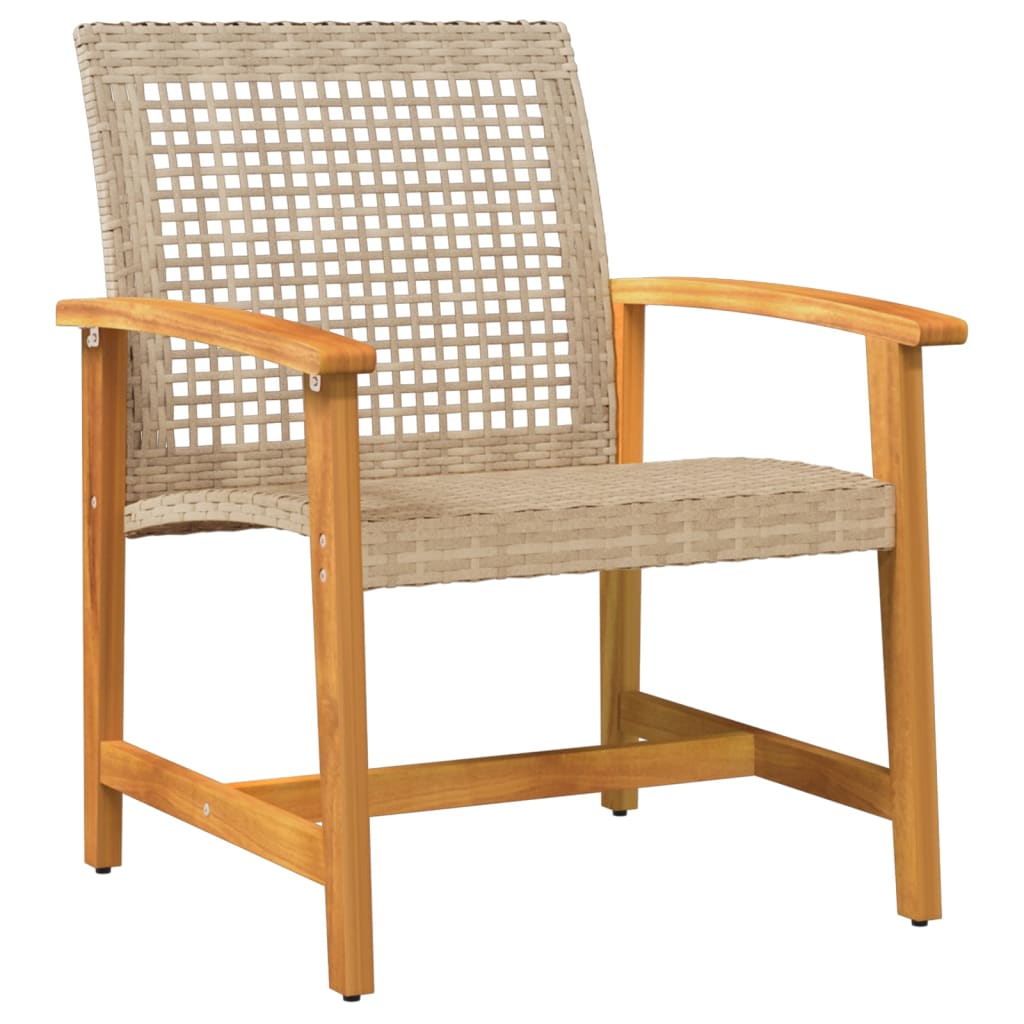 3-delige Bistroset poly rattan en acaciahout beige