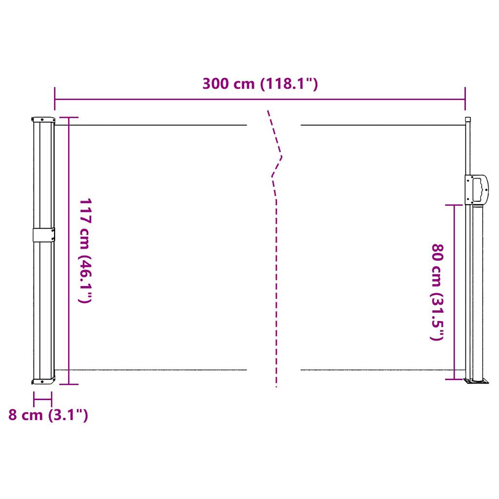 Windscherm uittrekbaar 117x300 cm rood