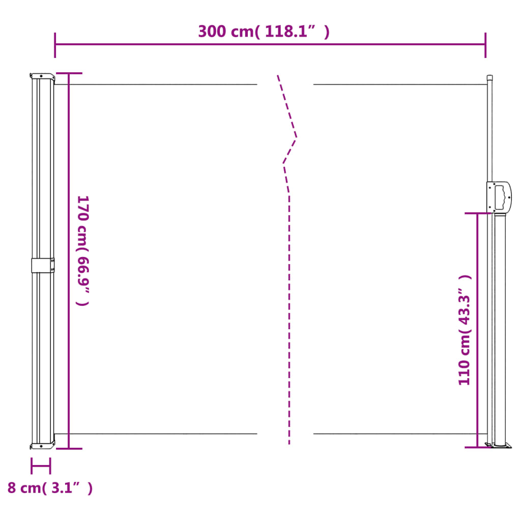 Windscherm intrekbaar 170x300 cm beige