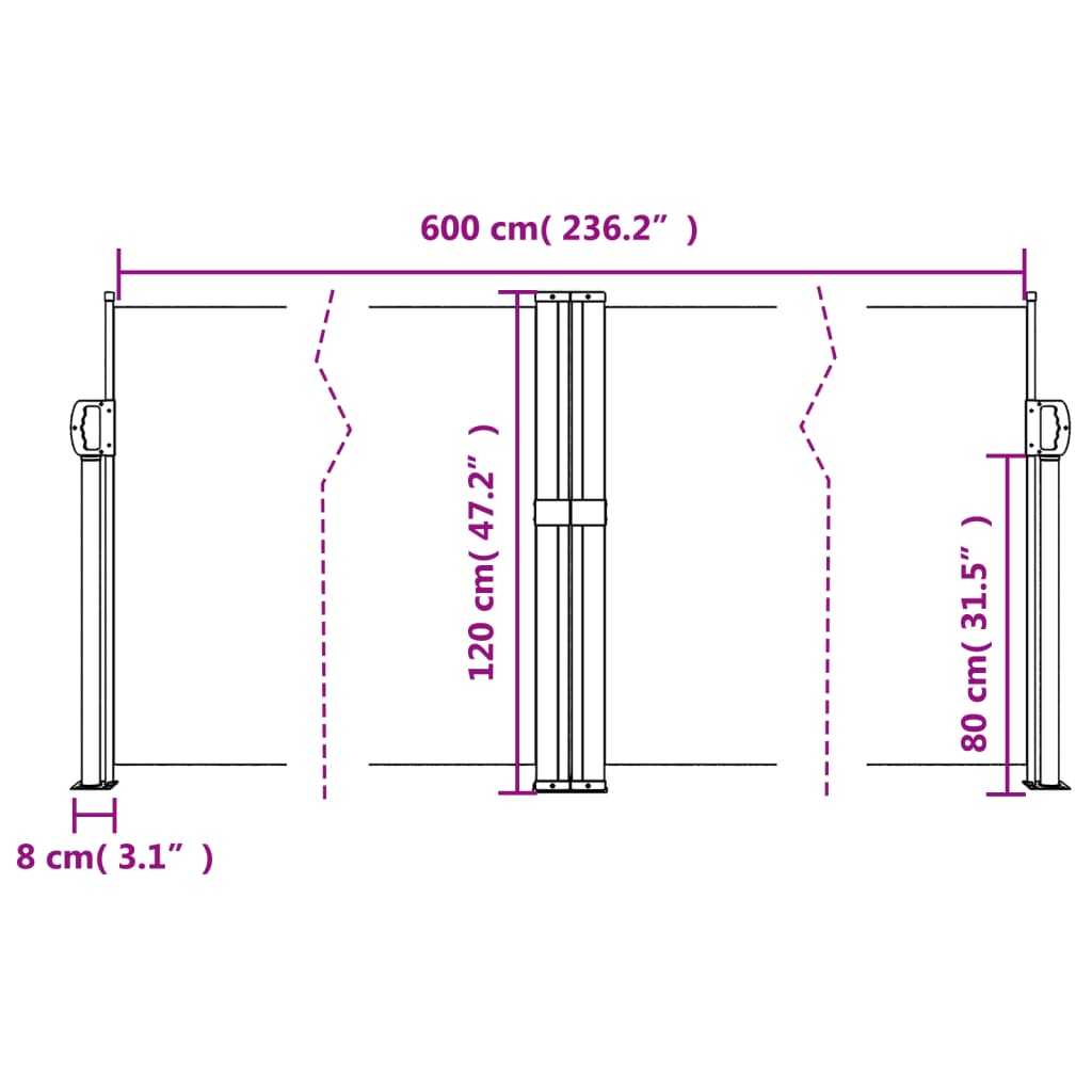 Windscherm uittrekbaar 120x600 cm antraciet