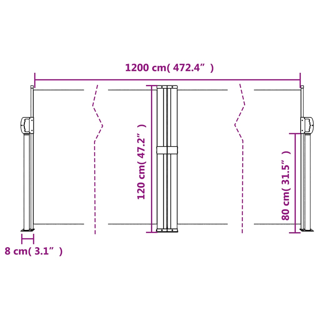 Windscherm uittrekbaar 120x1200 cm antracietkleurig