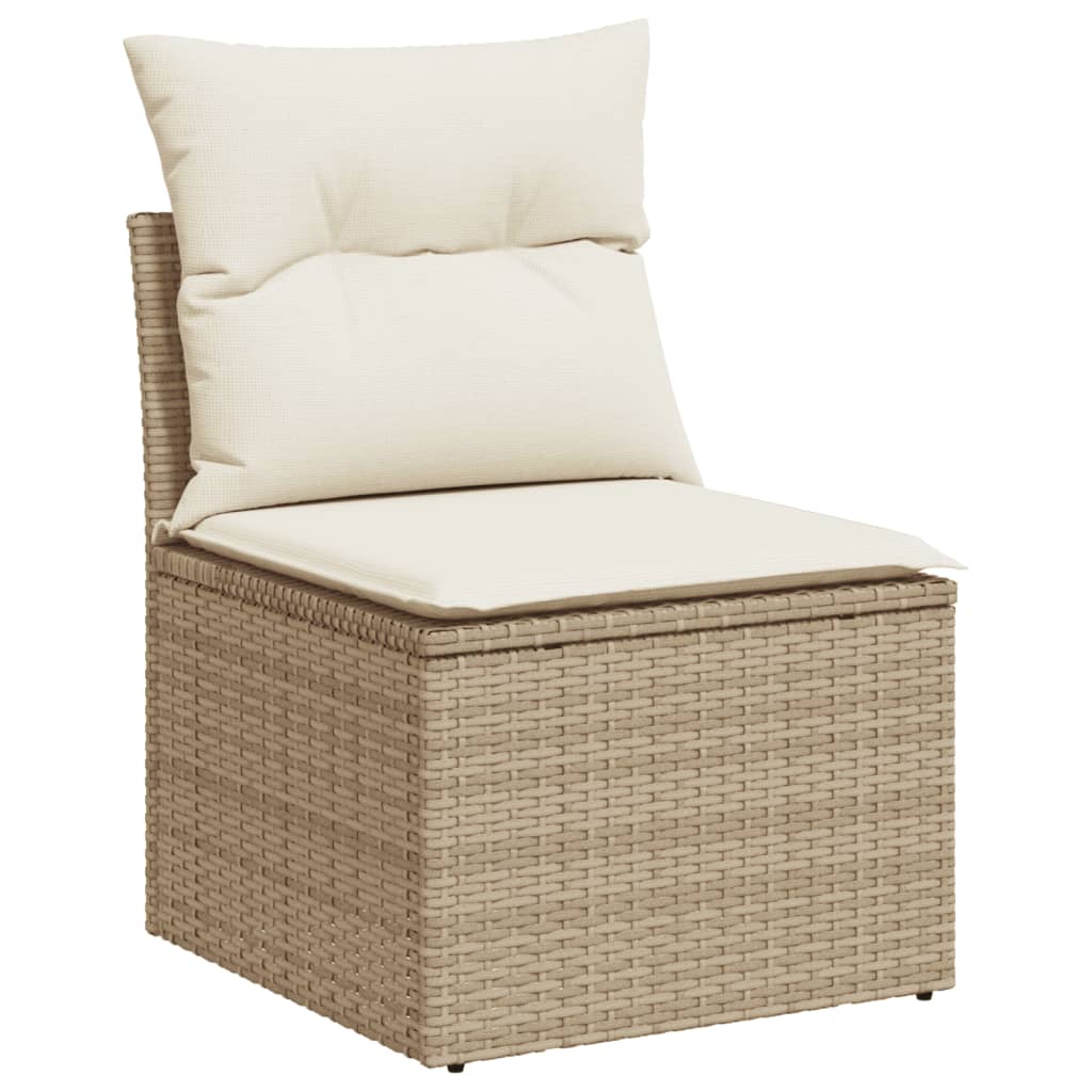 3-delige Loungeset met kussens poly rattan beige