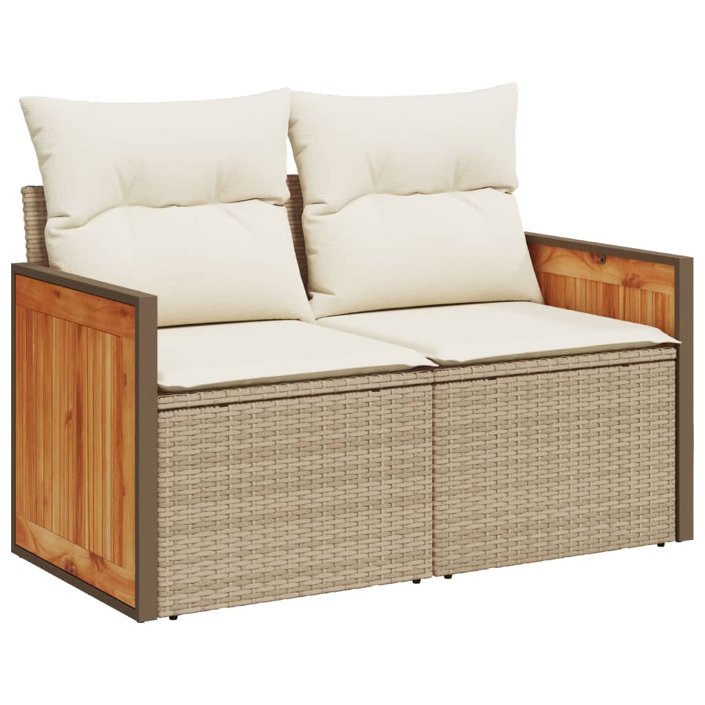 3-delige Loungeset met kussens poly rattan beige