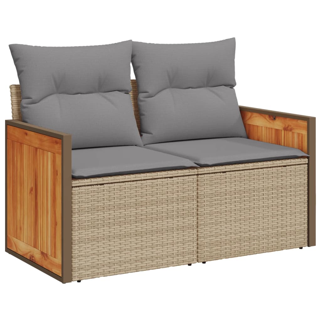 3-delige Loungeset met kussens poly rattan beige