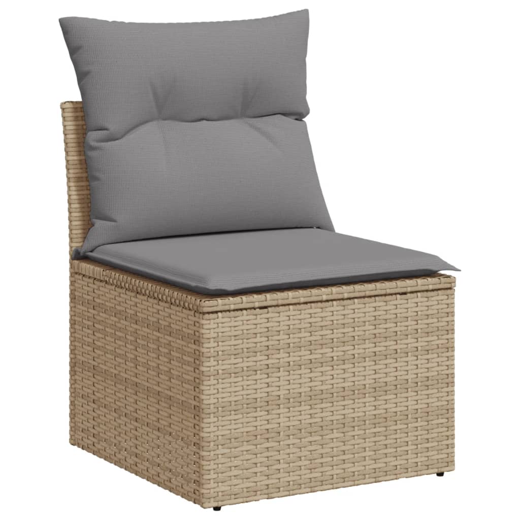 3-delige Loungeset met kussens poly rattan beige