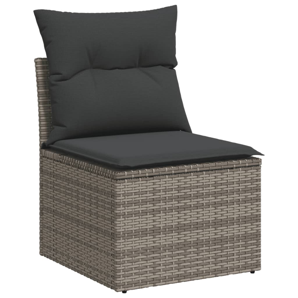 3-delige Loungeset met kussens poly rattan grijs